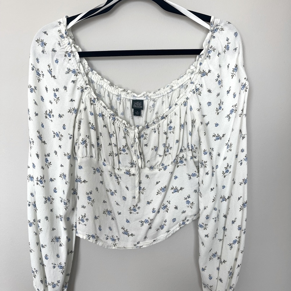 Blue rose peasant top